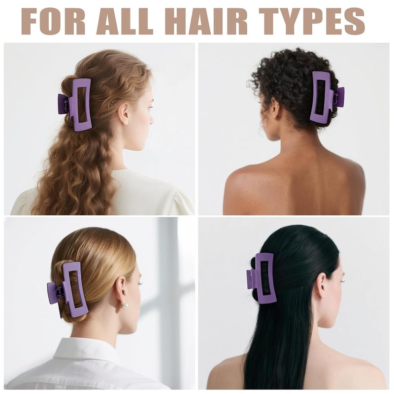 TOCESS Hair Claw Clips for Women - 8PK Large Neutral Matte Square Jumbo Hair Clips for Thick, Thin, Long, Short, Curly Hair Girls, Big Jaw Clip Set for Daily Use(Violet Purple) - Image 5